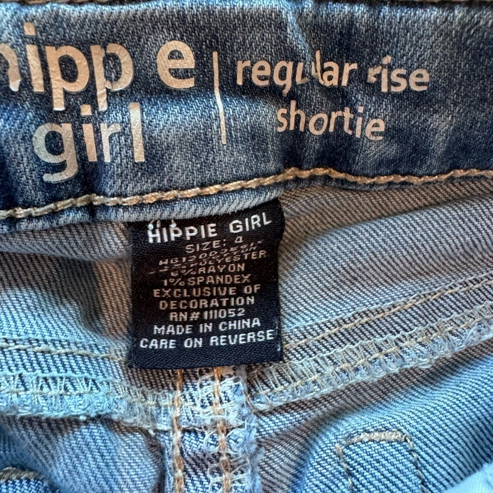 Hippie Girl Distressed Denim Shorts Jean shortsβ Size 4 - Picture 9 of 9